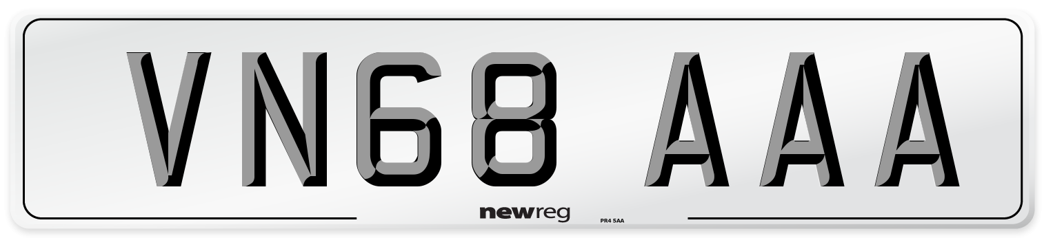 VN68 AAA Number Plate from New Reg
